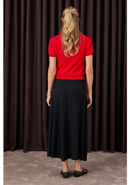 Fitilli Triko Etek Siyah