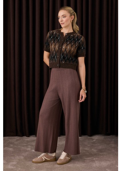Fitilli Triko Pantolon Kahve