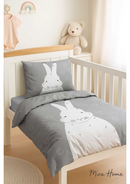 Yenidoğan Kız / Erkek Unisex Bebek Nevresim Takımı &AMP;#37;100 Pamuklu Gri Tavşan modelleri