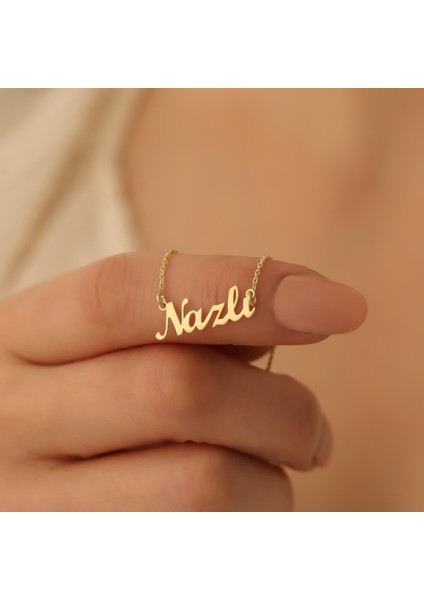 14 Ayar Altın Mikron Kaplama Kişiye Özel İsim Kolye - CN00263