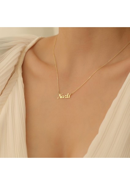 14 Ayar Altın Mikron Kaplama Kişiye Özel İsim Kolye - CN00263