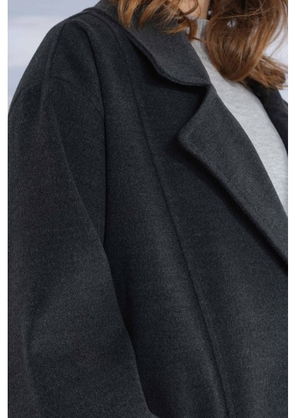 Geniş Yaka Kaşe Kaban Antrasit
