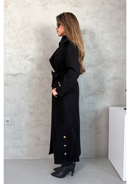 Kadın Yaka Kürklü Uzun Kaşe Kaban 99693 modelleri