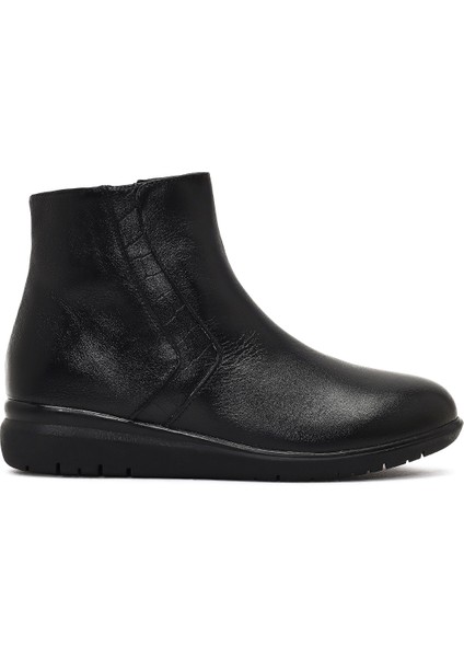 Kadın Siyah Fermuarlı Deri Comfort Bot 25WFD413618