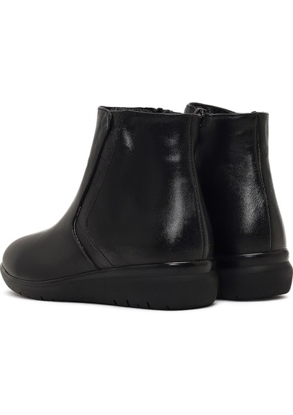 Kadın Siyah Fermuarlı Deri Comfort Bot 25WFD413618