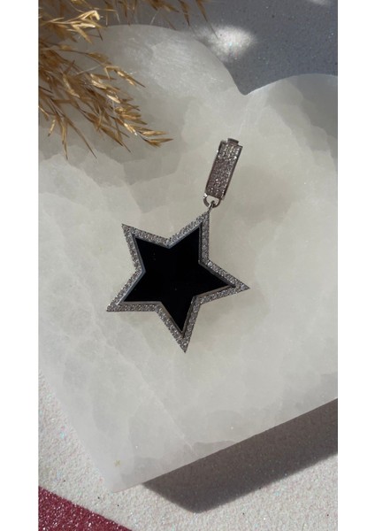 Siyah Mineli Yıldız Kolye Ucu modelleri