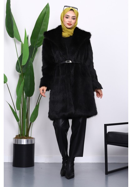 Siyah Kemerli Astarlı Kürk Kaban fiyatları