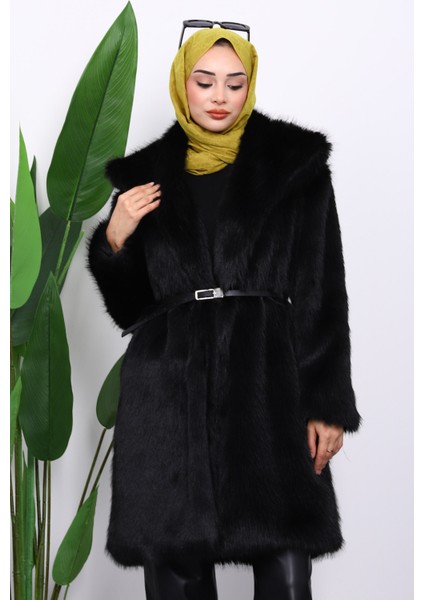 Siyah Kemerli Astarlı Kürk Kaban modelleri