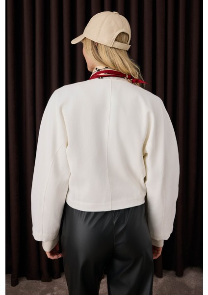 Pamuklu Kruvaze Ceket Ekru