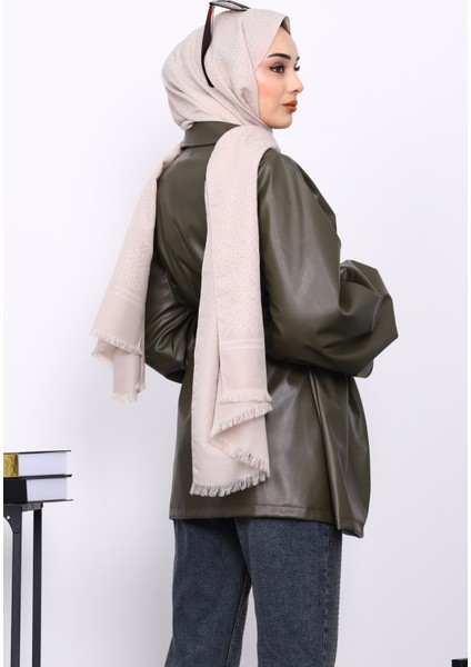 Haki Balon Kol Kuşaklı Deri Ceket fırsatları