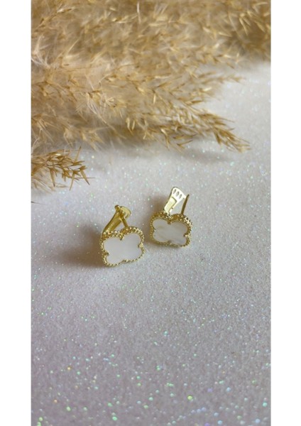 Ithal Yüksek Kalite Özel Tasarım Sedefli Yonca Küpe