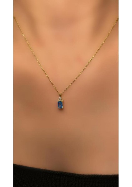 Mavi Baget Taşlı Kolye