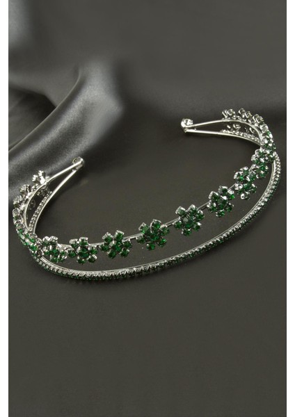 Çiçek Lüks Taşlı Gelin Tacı