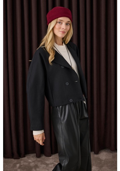 Pamuklu Kruvaze Ceket Siyah indirimleri