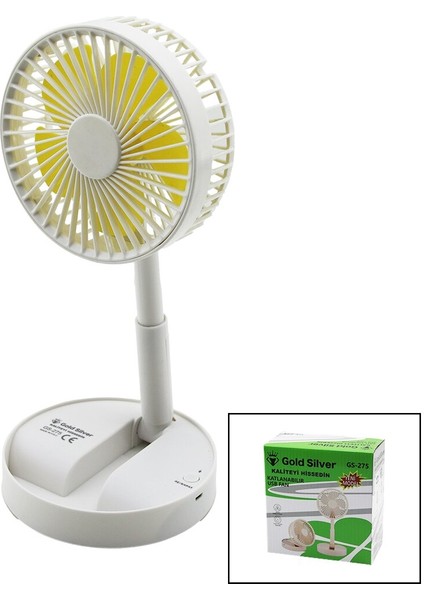Masa Üstü Vantilatör USB Şarjıl Katlanır Fan=13.6cm - Uzayan AYAK=11-16CM 180 Derece Telefonluklu GS-275 (5332)