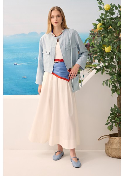 Pat Detaylı Etek Ekru fırsatları