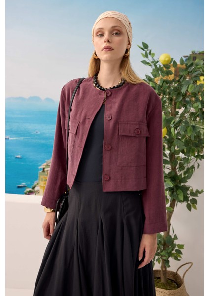 Modal Crop Ceket Bordo fırsatları