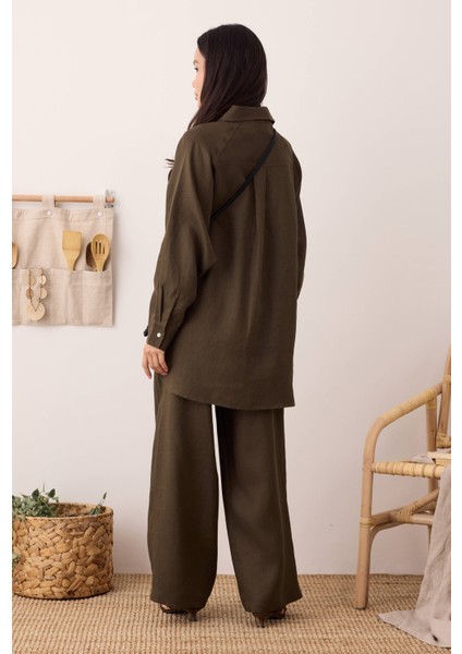 Pileli Basic Keten Pantolon Fındık fırsatları