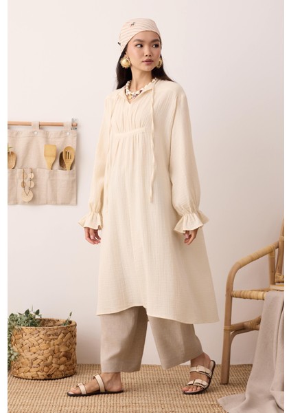 Çok Büzgülü Müslin Tunik Kemik indirimleri