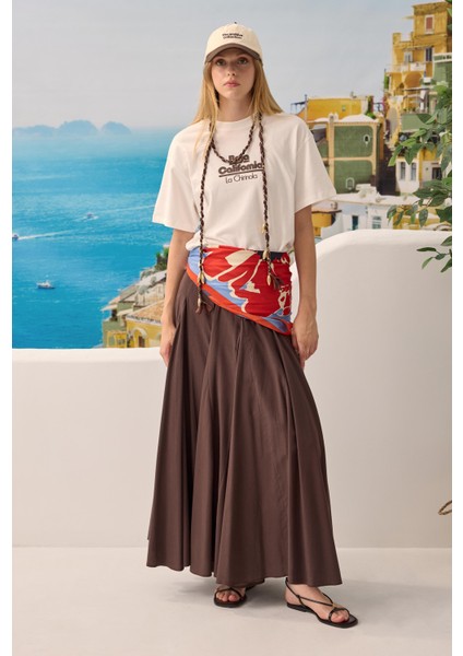 Bele Oturan Volanlı Etek Acı Kahve fırsatları