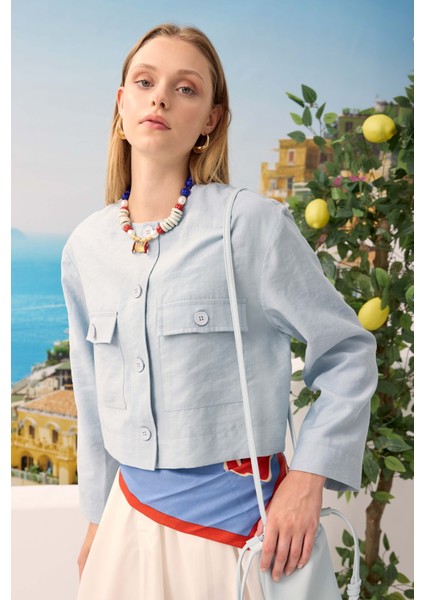 Modal Crop Ceket Bebe Mavi fırsatları