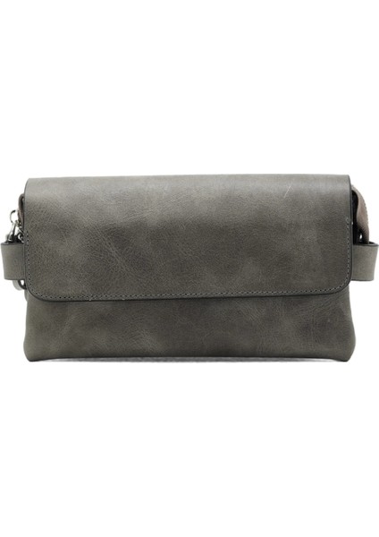 Erkek Lüks Gri Renk El Tutturmalı Portföy Çanta