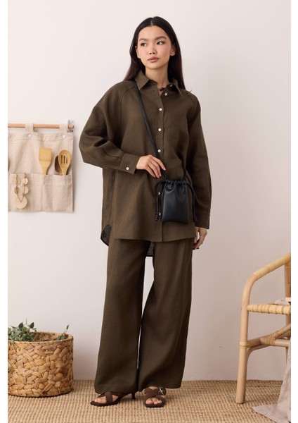 Reglan Kol Basic Keten Gömlek Fındık