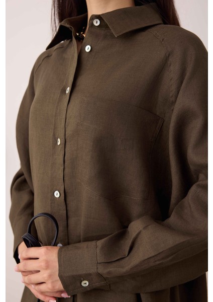Reglan Kol Basic Keten Gömlek Fındık