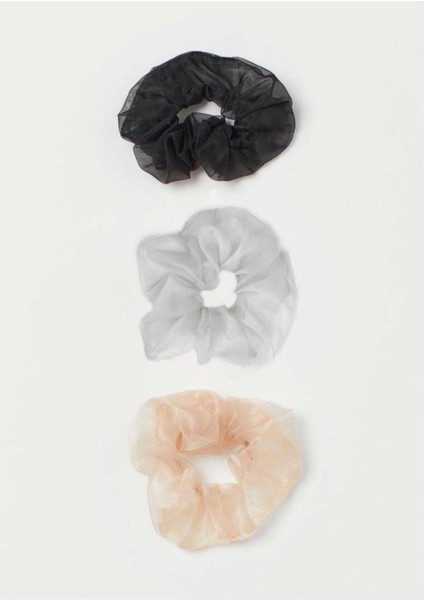 Kadın 3 ' Lü Organza Saç Lastik Toka Seti TK0047
