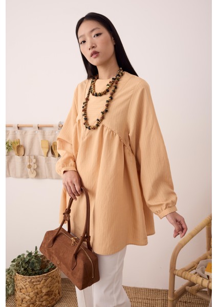 V Panama Tunik Açık Somon indirimleri