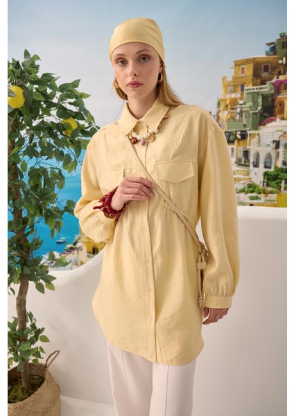 Verev Büzgü Detaylı Gömlek Soft Sarı fırsatları