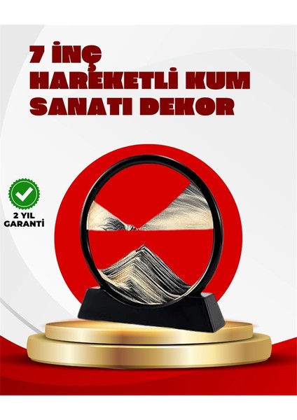 Rahatlatıcı Kum Sanatı – Yuvarlak Cam Çerçeveli Hareketli Kum Resmi, Ofis ve Ev Için Etkileşimli Masaüstü Süs