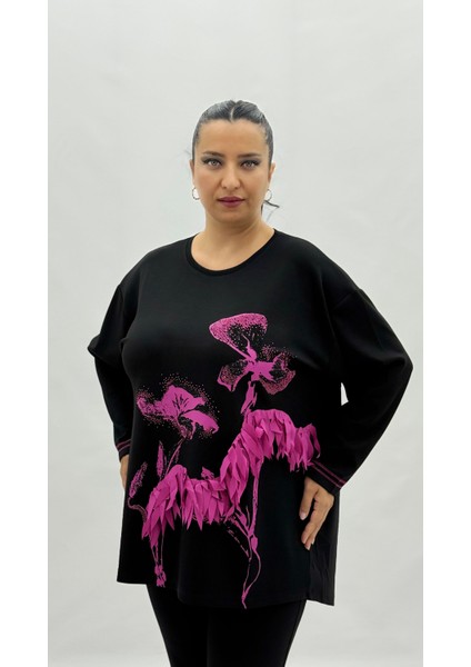 Büyük Beden Viskon Taşlı Uzun Kol Oversize Kadın Bluz fiyatları