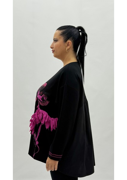 Büyük Beden Viskon Taşlı Uzun Kol Oversize Kadın Bluz modelleri