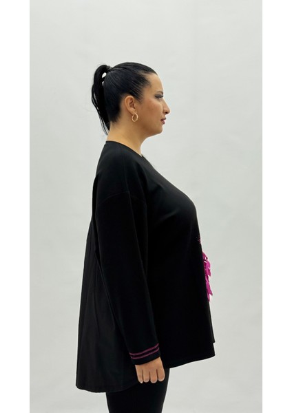 Büyük Beden Viskon Taşlı Uzun Kol Oversize Kadın Bluz indirimleri