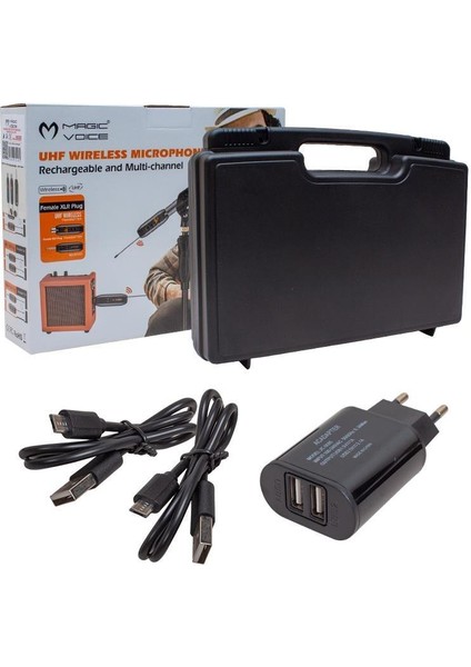 MV-19593 Uhf Kablosuz Mikrofon ve Amfi Aksesuar Set