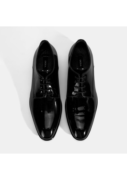 Erkek Siyah Bağcıklı Rugan Deri Klasik Ayakkabı