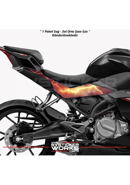 Cfmoto 250SR Orta Şase Kaplama Kırmızı Şimşek Desen Sticker