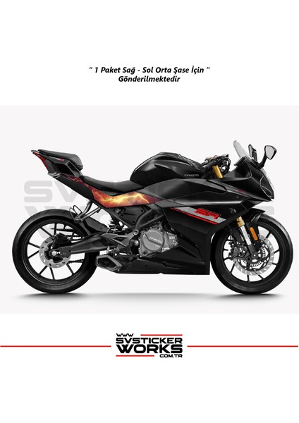 Cfmoto 250SR Orta Şase Kaplama Kırmızı Şimşek Desen Sticker fiyatları