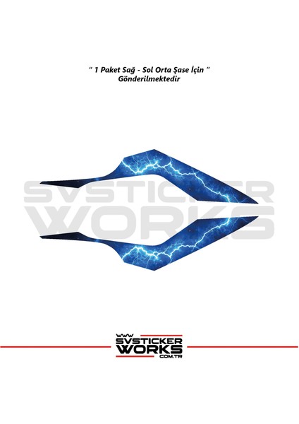 Cfmoto 250SR Orta Şase Kaplama Mavi Şimşek Desen Sticker modelleri