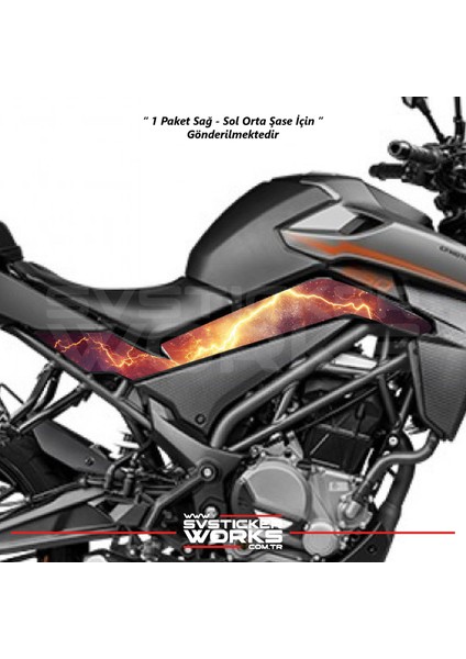 Cfmoto 250NK Orta Şase Kaplama Kırmızı Şimşek Desen Sticker