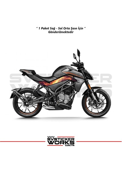 Cfmoto 250NK Orta Şase Kaplama Kırmızı Şimşek Desen Sticker fiyatları