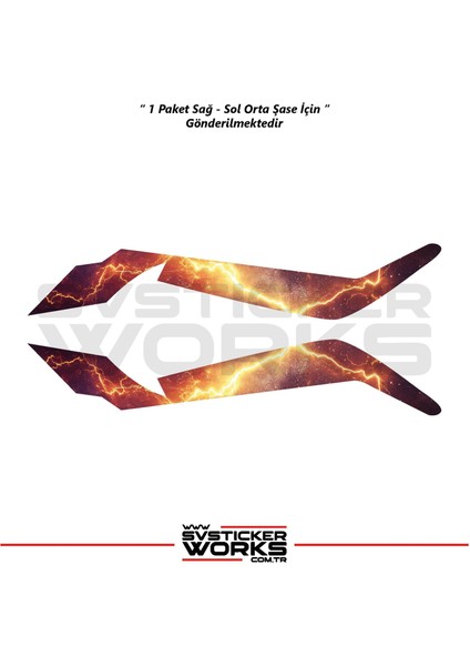 Cfmoto 250NK Orta Şase Kaplama Kırmızı Şimşek Desen Sticker modelleri