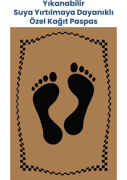 Yıkanabilir Kahverengi Kalın Kağıt Suya Dayanıklı Ayak Izi Dikey Oto Paspas Kağıdı 50 Adet 35X50CM K