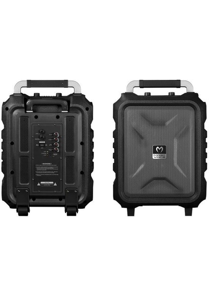 MV-2015 Usb-Sd-Bt 1 El + 1 Yaka Mikrofonlu 300W Taşınabilir Şarjlı Hoparlör Anfi