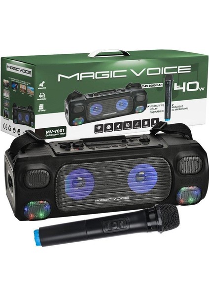 MV-7001 Vhf El Mikrofonlu Usb-Sd-Bluetooth Işıklı 40 W Taşınabilir Şarjlı Seyyar Anfi fırsatları