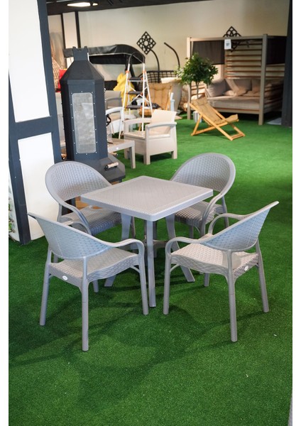 Bambu Balkon Bahçe Masa Takımı 4 Kişilik 70X70 Masa 4 Adet Bambu Koltuk Beyaz fırsatları