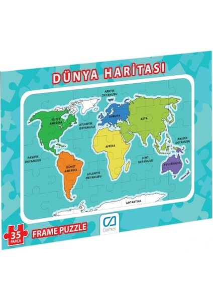 Dünya Haritası Frame Puzzle 35 Parça