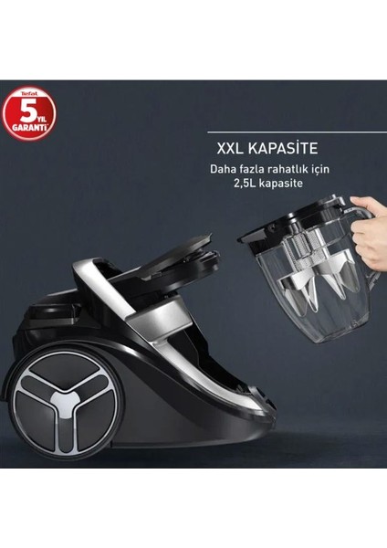 5 Yıl Garantili Sessiz ve Yüksek Çekim Gücüne Sahip 900W Toz Torbasız Elektrikli Süpürge + Turbo Başlık , Evcil Hayvan Tüy Toplayıcı Başlık Parke ve Kenar