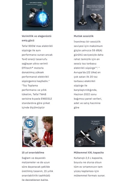 5 Yıl Garantili Sessiz ve Yüksek Çekim Gücüne Sahip 900W Toz Torbasız Elektrikli Süpürge + Turbo Başlık , Evcil Hayvan Tüy Toplayıcı Başlık Parke ve Kenar